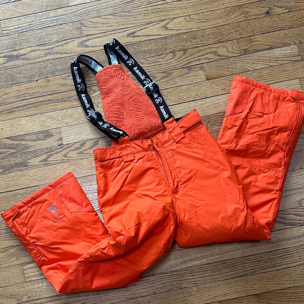 Orange Youth Ski/Snowboard Pants with Suspenders